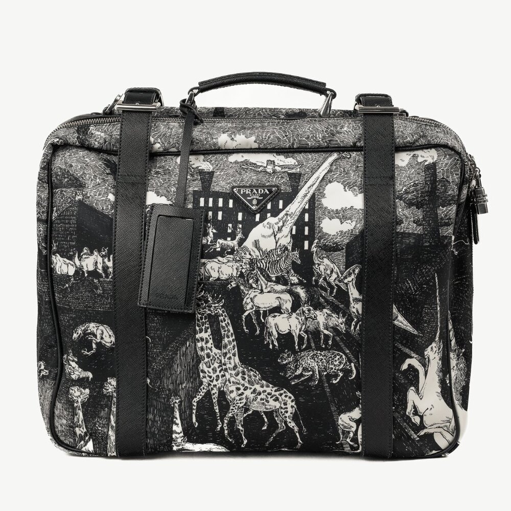 Prada AW/16 Animal Kingdom Nero & Avorio Tessuto Suitcase
